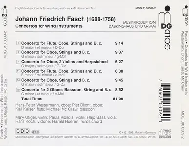 Hans-Peter Westermann, Pieter Dhont, Karl Kaiser, Michael McCraw - Johann Friedrich Fasch: Wind Concertos (1998)