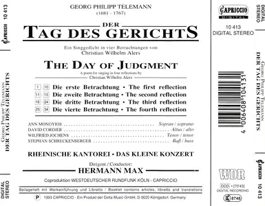 Hermann Max, Das Kleine Konzert, Rheinische Kantorei - Georg Philipp Telemann: Der Tag Des Gerichts (1993)