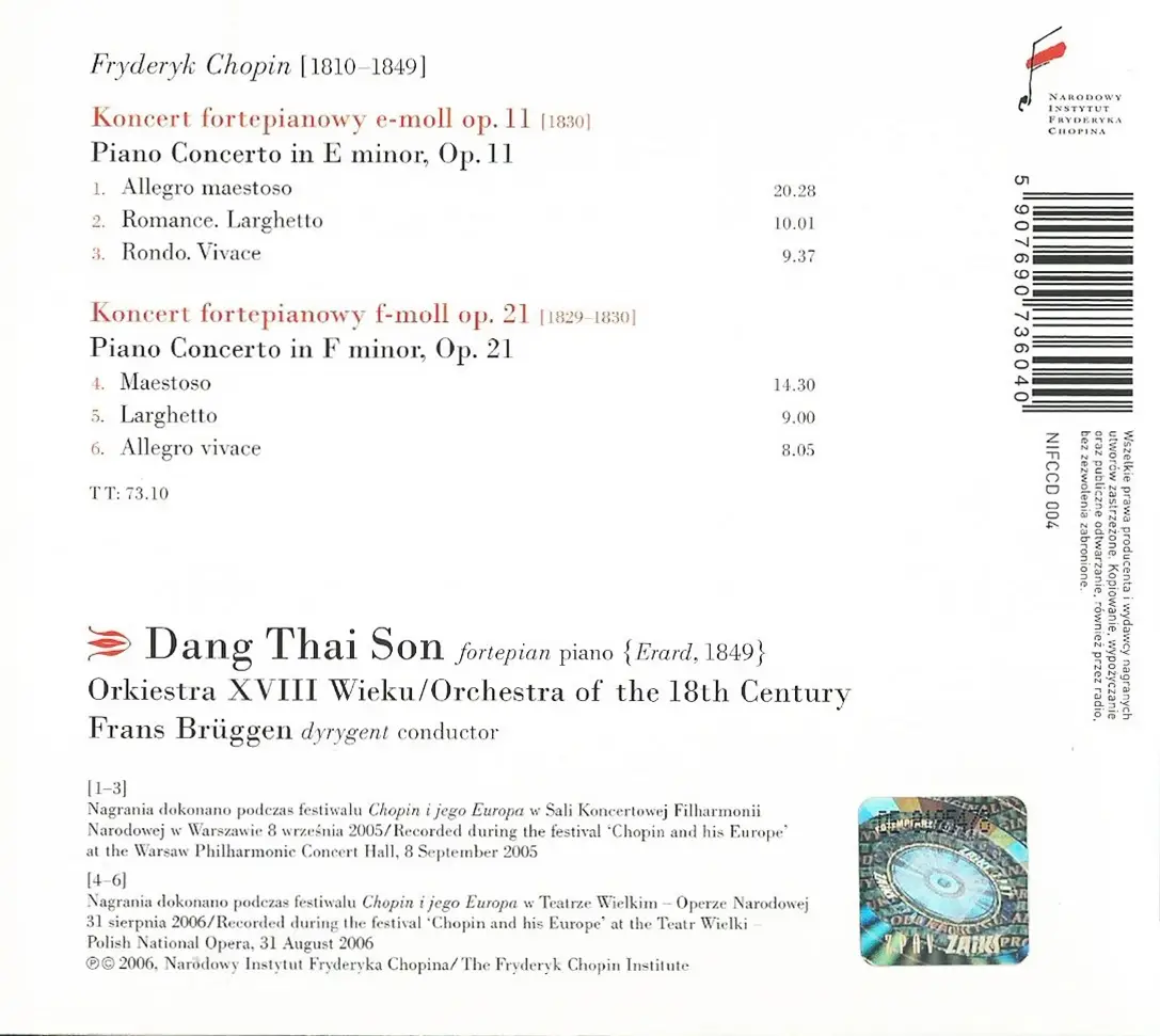Dang Thai Son - Chopin: Piano Concertos Nos. 1 & 2 (2006) / AvaxHome