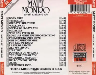 Matt Monro - Softly As I Leave You (1987)