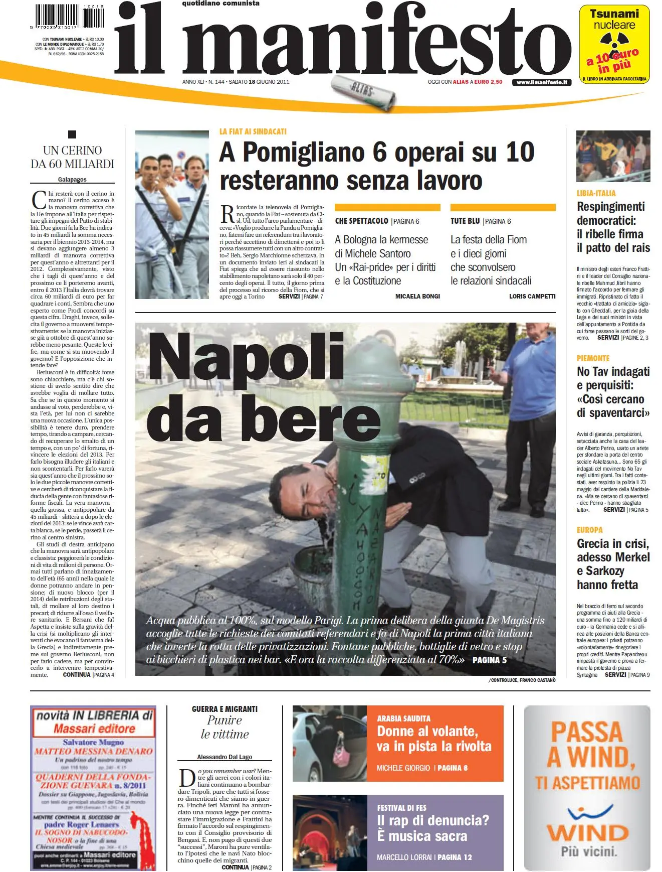 IL MANIFESTO 18 GIUGNO 2011