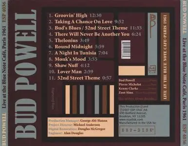Bud Powell - Live at the Blue Note Cafe, Paris 1961 (2007) {ESP-Disk' ESP4036}