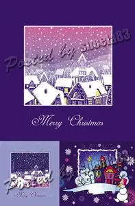 Blue New Year & Christmas Cards Vector