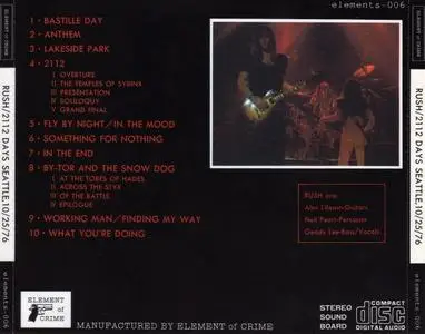 Rush - 2112 Days In Seattle (1976) {Element Of Crime} [Bootleg]
