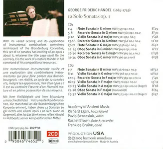 Handel- Academy of Ancient Music, Egarr - 12 Solo Sonatas Op.1 (2009)