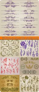 Floral decorative element border and patterns vector
