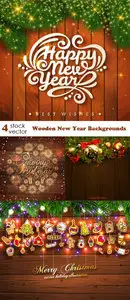 Vectors - Wooden New Year Backgrounds