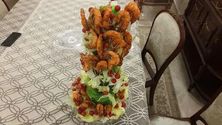 Shrimp Tree With European Arabian Seafood Rice
