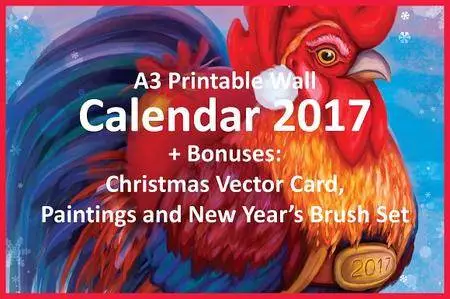 CreativeMarket - Printable Calendar 2017 'Rooster+'