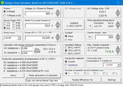 MC Group Voltage Drop Calculator 23.6.6