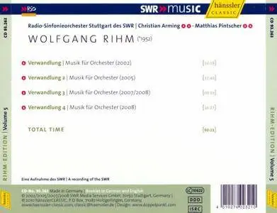 RSO Stuttgart des SWR, Christian Arming, Matthias Pintscher - Wolfgang Rihm: Verwandlungen (2010) [Rihm-Edition, Volume 5]