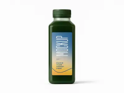 Dark Green Juice Bottle Mockup - Superfood Detox Drink Template 1707765589