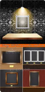 Vintage Old frame on wooden wall vector