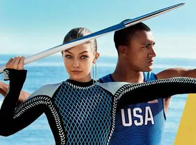 Gigi Hadid and Ashton Eaton by Mario Testino for Vogue US August 2016