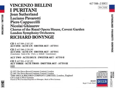 Richard Bonynge, London Symphony Orchestra, Joan Sutherland, Luciano Pavarotti - Bellini: I Puritani (1987)