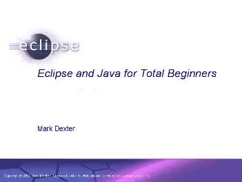 Eclipse and Java for Total Beginners