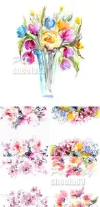 Stock Photo - Watercolor Floral Cards