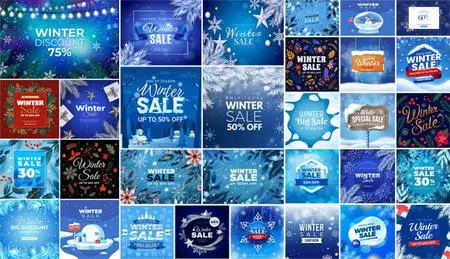 Winter Sales Backgrounds Vol.2 - 30+ Vector Templates