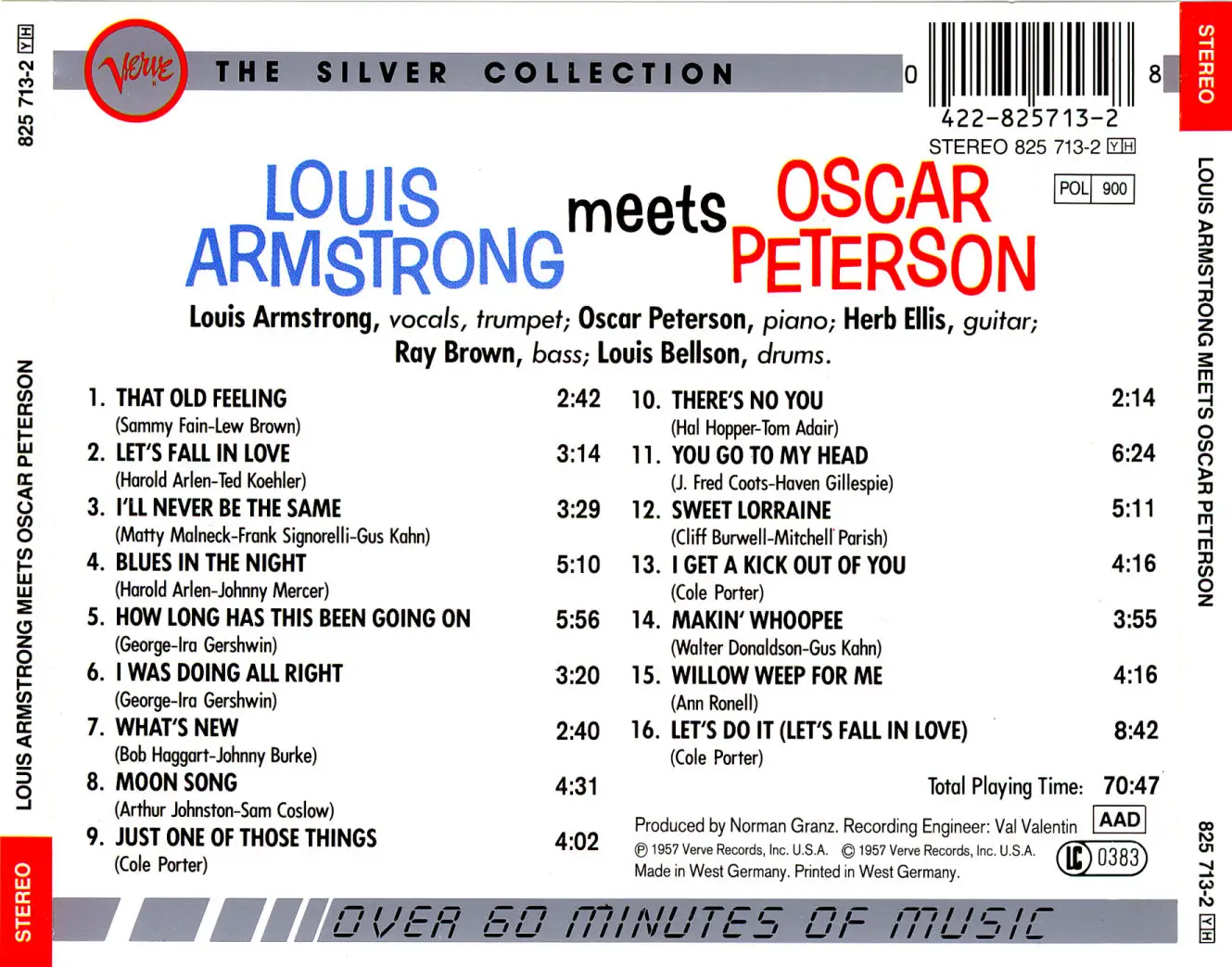Louis Armstrong & Oscar Peterson – Louis Armstrong Meets Oscar Peterson (1957) (Verve - Digitally Remastered By Dennis Drake)