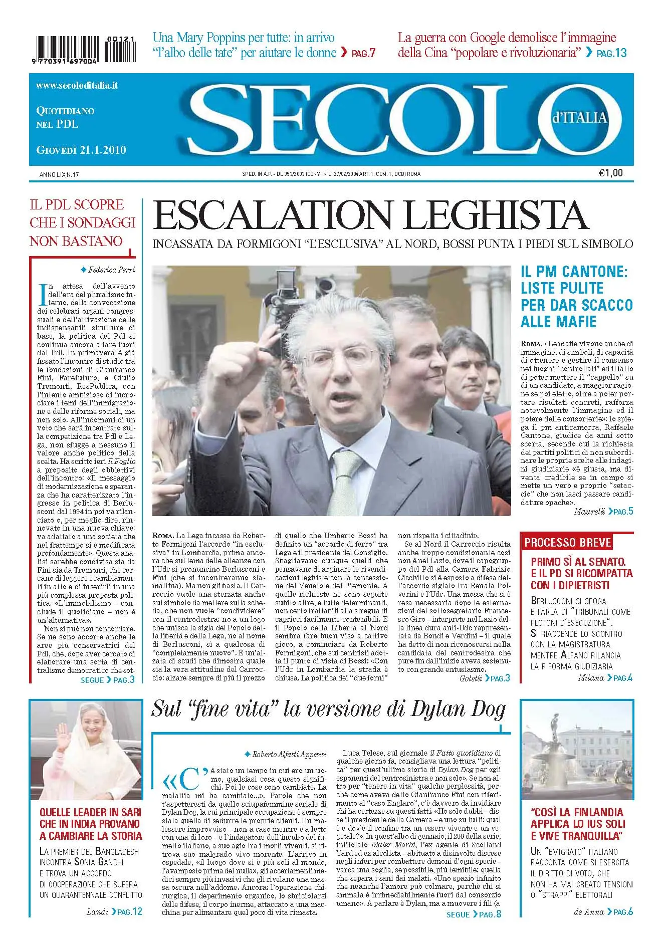Secolo d'Italia 21.01.2010