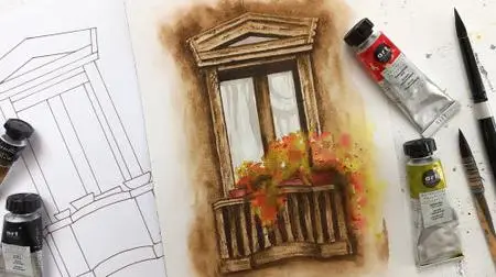 Watercolor Balcony Flowers : Beat Perfectionism with Loose Painting Techniques