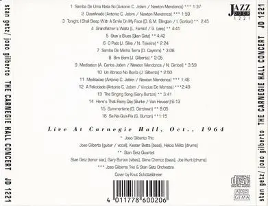 Stan Getz & Joao Gilberto - The Carnegie Hall Concert (1964) {Jazz Door JD1221 rel 1991}