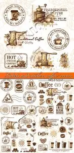 Labels and stickers coffee vector