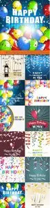 Happy Birthday card with balloons and confetti vector 16