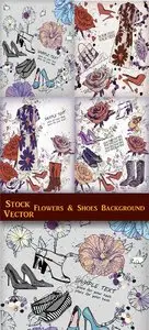 Stock Vecor - Flowers & Shoes Background