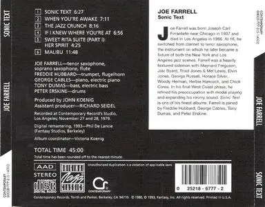 Joe Farrell - Sonic Text (1980) {Original Jazz Classics}