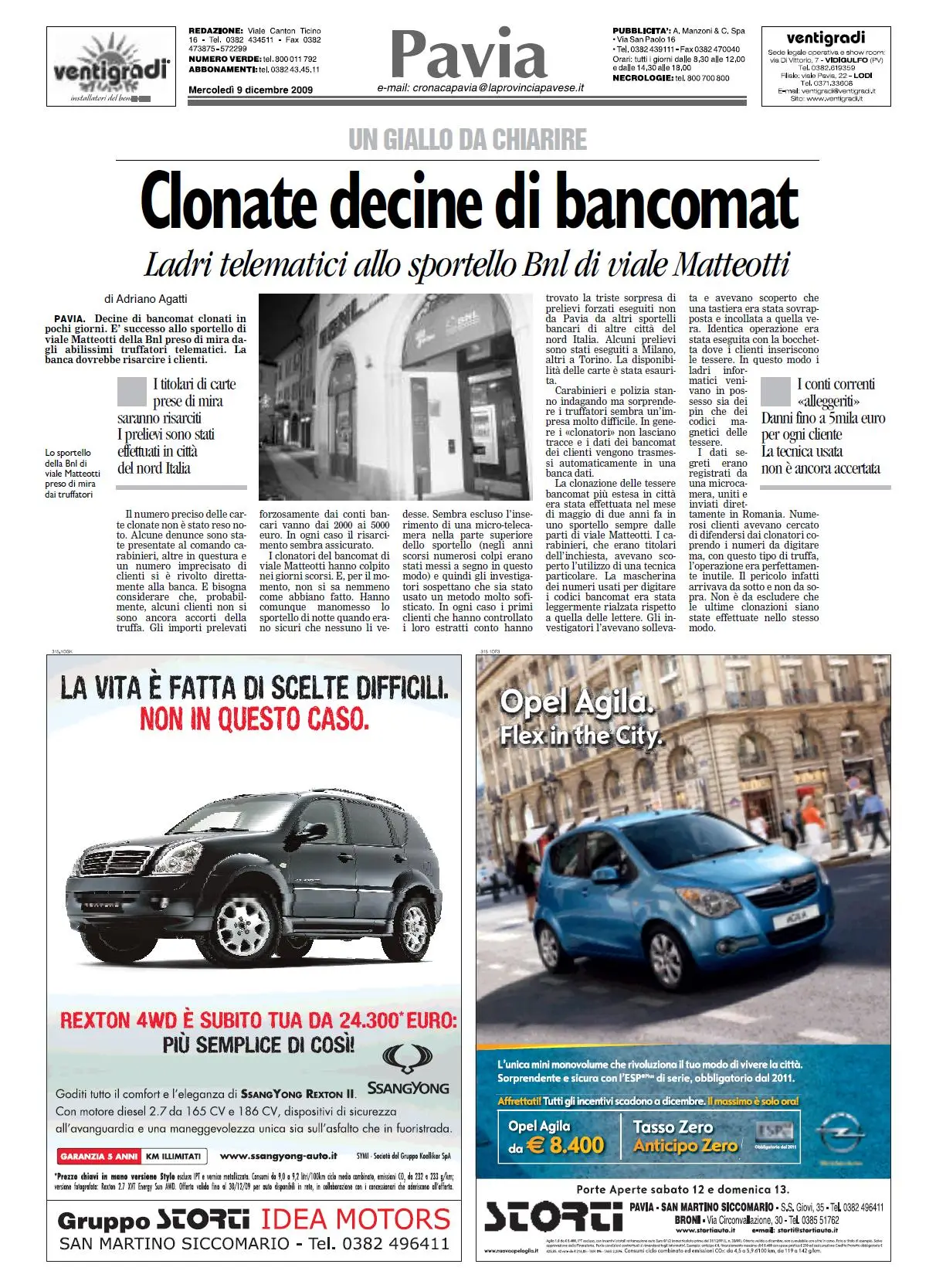 LA PROVINCIA PAVESE 9 DICEMBRE 2009