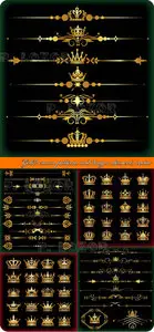 Gold crown patterns and design elements vector