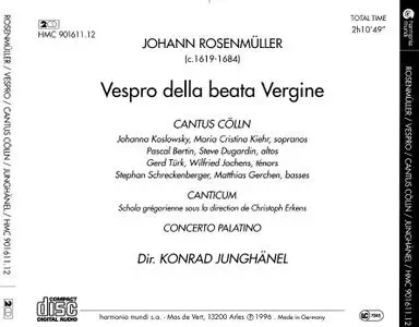 Konrad Junghänel, Cantus Cölln, Concerto Palatino - Rosenmüller: Vespro della beata Vergine (1996)