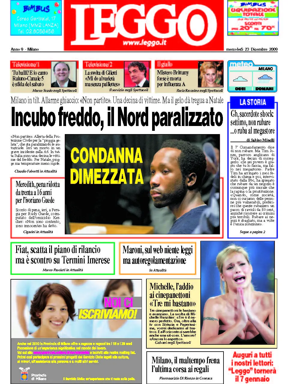 Leggo edizioni di  BA - MI - NA  del 23 12 2009