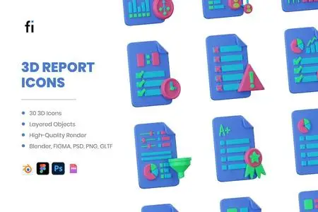 3D Report Icons