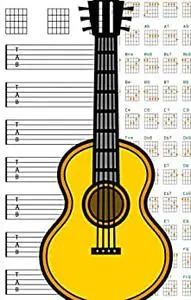 Guitar Tab Notebook: Blank Guitar Tablature Writing Paper with guitar cord fingering chart