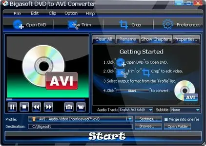 Bigasoft DVD to AVI Converter 1.7.15.4356
