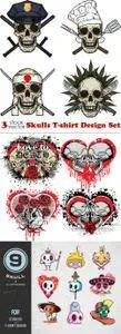 Vectors - Skulls T-shirt Design Set