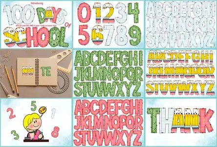 100 Days of School - Super Cute Decorative Font