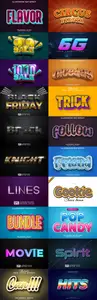 Set 3d editable text style effect vector vol 49