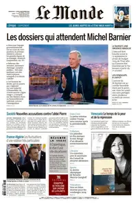 Le Monde du Dimanche 8 et Lundi 9 Septembre 2024