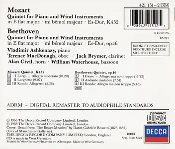 Vladimir Ashkenazy, London Wind Soloists - Mozart, Beethoven: Quintets for Piano and Wind Instruments (1988)