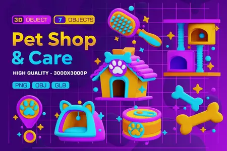 EE - Pet Shop & Care 3D Illustration Pack RQNWXUF