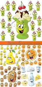 Cartoon food emotion vector