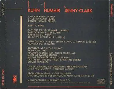 Joachim Kuhn / Daniel Humair / J.F. Jenny-Clark - Easy To Read (1985) {OWL}
