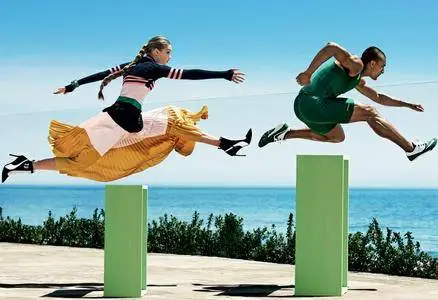 Gigi Hadid and Ashton Eaton by Mario Testino for Vogue US August 2016