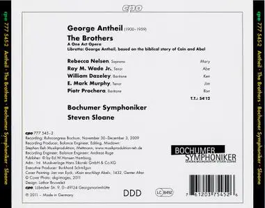 Seven Sloane, Bochumer Symphoniker - George Antheil: The Brothers (2011)