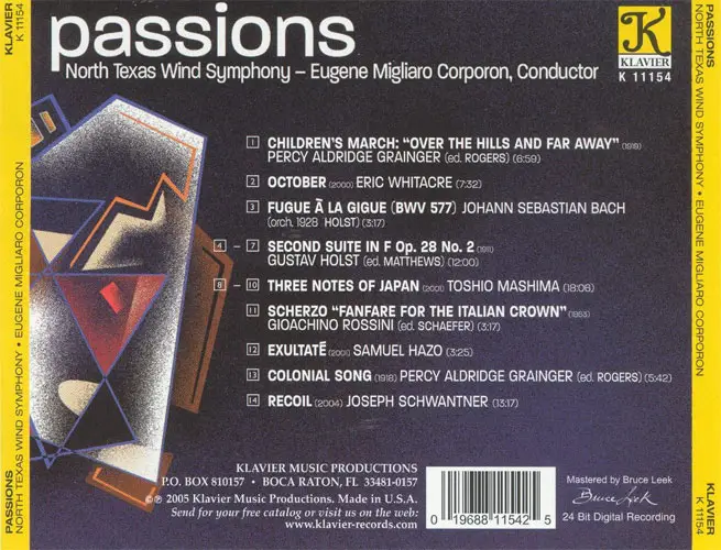 North Texas Wind Symphony - Passions (2005) {Klavier}