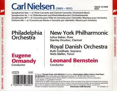Eugene Ormandy, Leonard Bernstein ‎- Nielsen: Symphonies Nos. 1-6; Flute & Clarinet Concertos; Orchestral Music [4CDs] (1990)