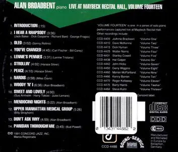 Alan Broadbent - Live at Maybeck Recital Hall, Vol.14 (1991)